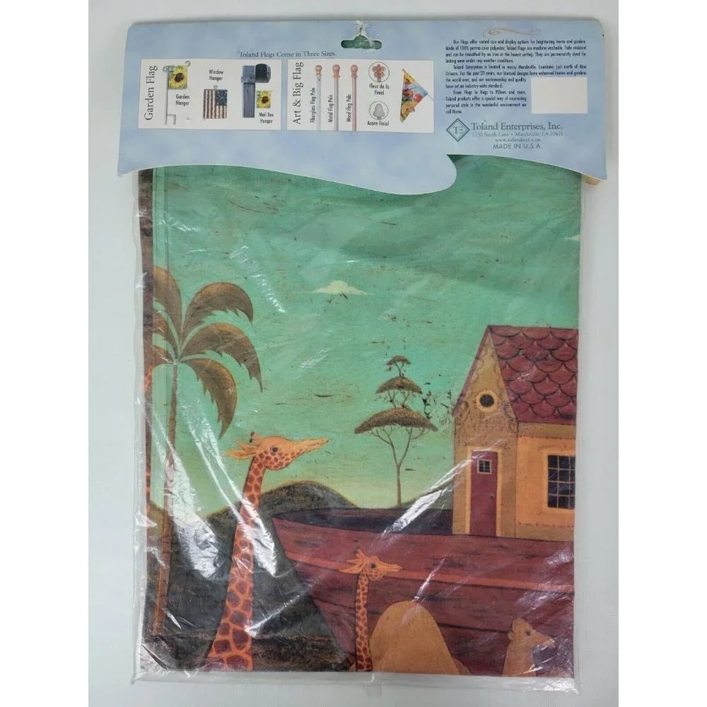 NIP Toland Art Yard Garden Flag Noah & Friends 630 Noahs Ark Warren Kimble 24x36